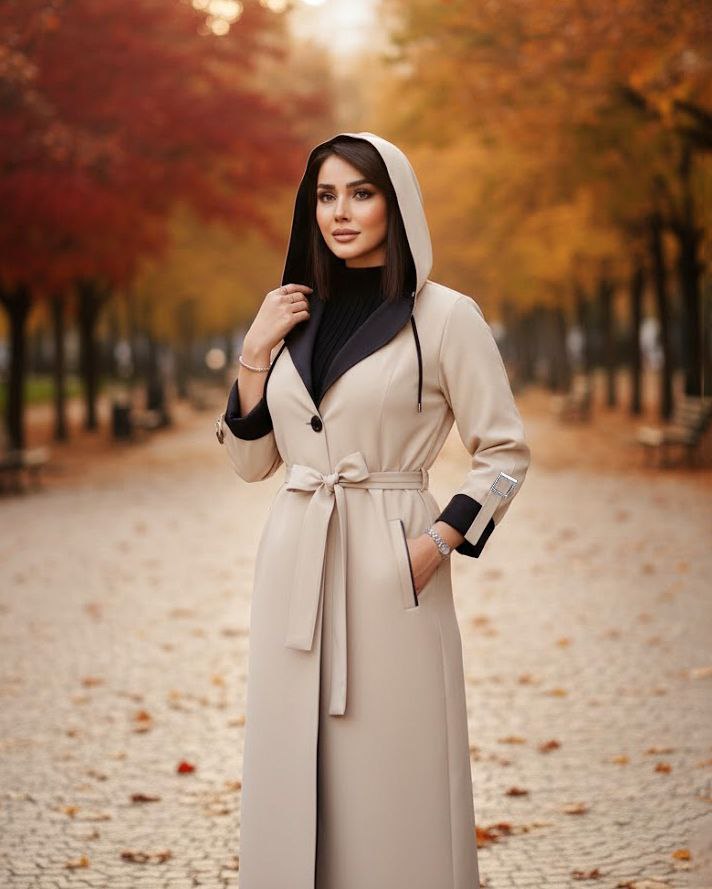 پالتو بارانی زنانه جنس کتون تی سی داخل آستر کشی آستین باز وجمع+ خرید انلاین لباس زنانه