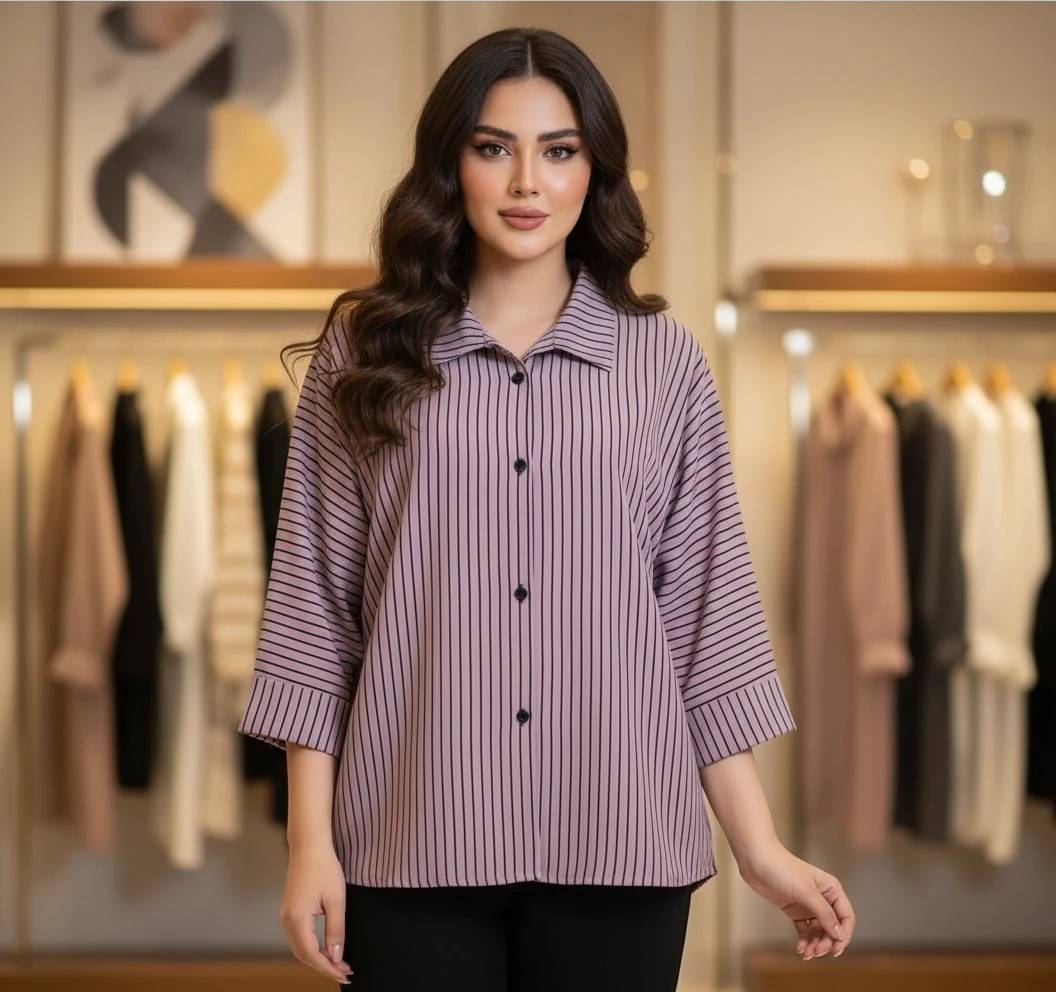 شومیزسبک وخنک راه راه بی بی دخت B+ خرید آنلاین لباس زنانه