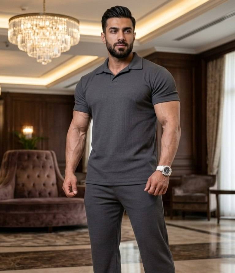 ست تیشرت شلوارمردانه لارنس یقه مصری آپامه B + خرید آنلاین لباس مردانه