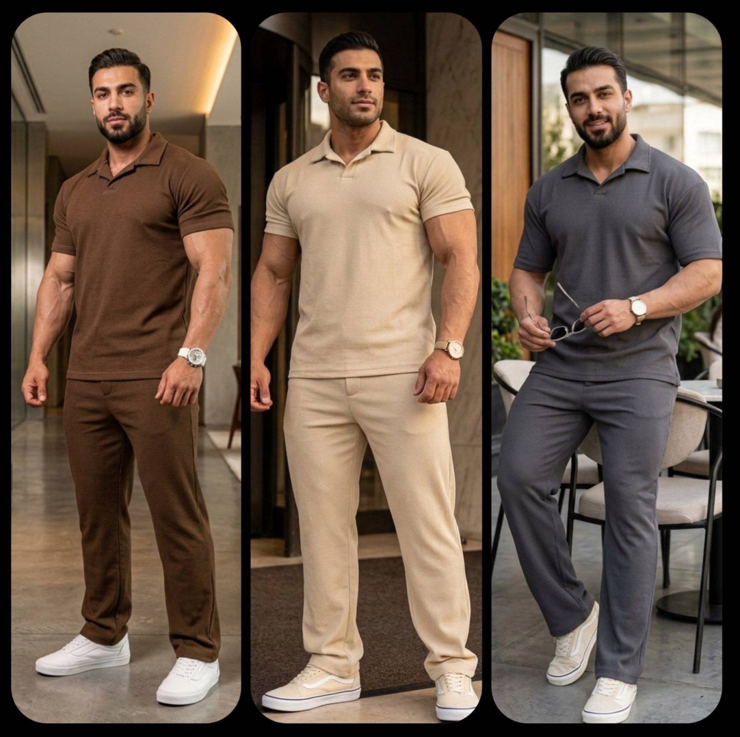 ست تیشرت شلوارمردانه لارنس یقه مصری آپامه B + خرید آنلاین لباس مردانه