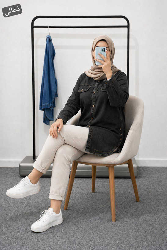 مانتو جین بغل دکمه بانوی شایسته B + خرید آنلاین لباس زنانه
